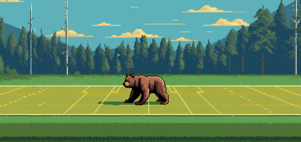 A bear on a football field.